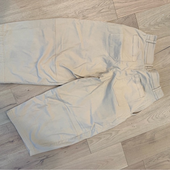 Anthropologie Maeve Wide Leg Barrell keg Khaki Beige Crop Trousers - Picture 4 of 5